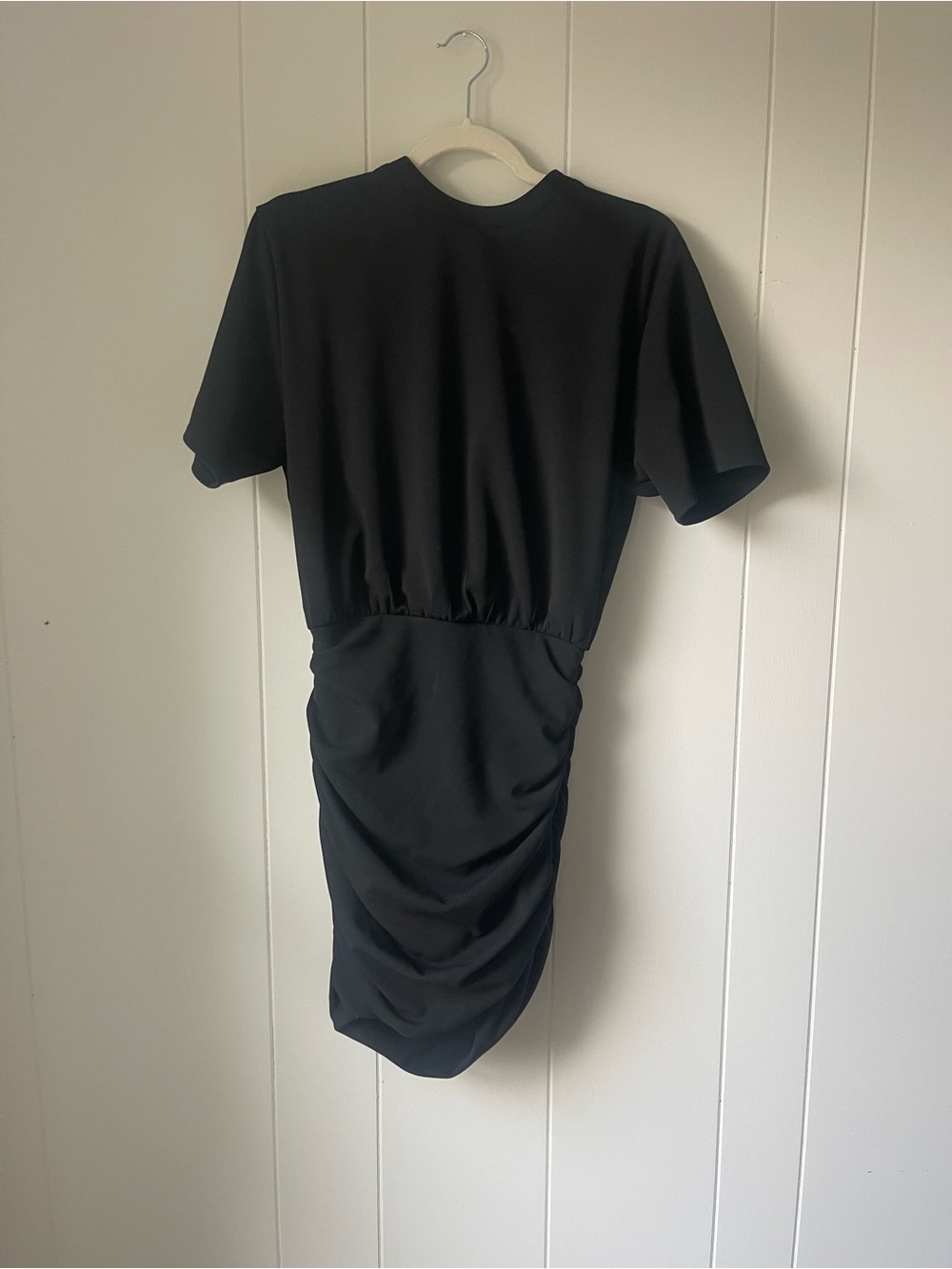 Abercrombie & Fitch Black Ruched Short Sleeve Mini Dress